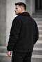 Men's Oversized Plush Sherpa Jacket with Fleece Inside Black - 3