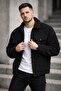 Men's Oversized Plush Sherpa Jacket with Fleece Inside Black - 2