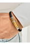 Silver and Yellow Steel and Leather Men's Bracelet Frj10152A-D 2 Year Warranty Gift Wrapped