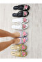 Women Floral Embroidered Mesh Mules in Lilac - 2