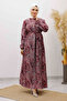 Patterned Robe Dress Tsd250267 Burgundy - 3