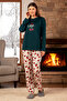 Women's Thermal Long Sleeve Pajama Set 4734 Petrol02 - 3