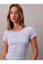 Women's woven label baby rib baby t-shirt - 3