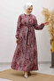 Patterned Robe Dress Tsd250267 Burgundy