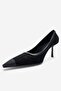 Rona Black Patterned Matte Toe Women's Heeled Shoes - 4