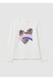 White Girl'S T-Shirt With Heart-Shaped Sequins