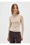 Beige Fitted High-Neck Sweater