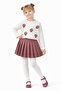 Girl's Strawberry Patterned Top Pleated Skirt Combination Ak14527