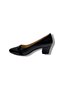 8643-26 Shiny Leather Stripe Stone Thick Heel Women's Shoes 38-42 - 3