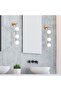 Minimal Design Glass 3-Piece Sconce Shiny Gold Living Room Lighting - 2