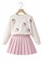 Girl's Strawberry Patterned Top Pleated Skirt Combination Ak14527 - 5