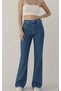 Women's Medium Blue Stretch Fabric Super High Waist Loose Jean Leg Denim Palazzo Pants - 5