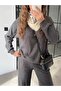 Yani Slit Ribbed Knitwear Set Anthracite - 4