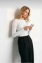 Women's Boat Neck Modal Cashmere Lightweight Blouse 3-Piece Set Black-White-Navy Blue - 4