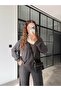 Yani Slit Ribbed Knitwear Set Anthracite