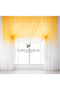 Orange Melon-Colored Double-Breasted Model 3-Layer Pleated Tulle Curtain with Color Transition from Top to Bottom