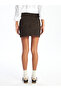 Özmarka New Season Slim Fit Leopard Pattern Mini Jean Skirt - 4