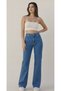 Women's Medium Blue Stretch Fabric Super High Waist Loose Jean Leg Denim Palazzo Pants - 4