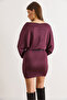 Women's Plum Bat Belted Soft Textured Mini Dress Elb-19002580 - 3