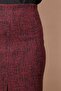 Women's Diagonal Lightweight Stretch Fabric Wool Fabric Front Slit Knee Length Pencil Skirt-Burgundy Diagonal - 6