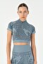 Slimfit Women's Crew Neck Blue Crop Top