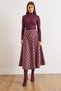Women's Burgundy Back-Zip Plaid Maxi A-Line Skirt ETK-19000378 - 2