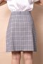 High Waist Lightweight Stretch Fabric Fabric Knee Length Bell Skirt-Grey Blue Plaid - 3