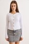 Women's White Gold Buttoned Spanish Sleeve F Corded Fabric Cardigan Hrk-19000388 - 2