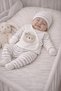 5-Piece Gray 100% Cotton Newborn Baby Girl Hospital Discharge Set with Bow and Bear Pattern - 4