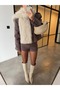 Faux Fur Scarf with Detailed Stitching, Beige - 4