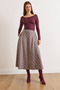 Women's Gray Zippered Plaid Maxi Bell Skirt Etk-19000378 - 5