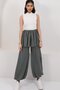 Khaki Elastic Waist Design Trousers with Detachable Skirt Alc-X14914