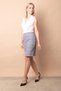 High Waist Above Knee Lightweight Stretch Fabric Stylish Fabric Pencil Skirt-Light Navy Plaid - 2