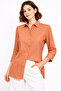 Women's Orange Linen Shirt |   Fitted Cut, Sleeve Fold Detail, Buttoned, Casual & Office Chic - - 2