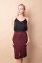 Women's Diagonal Lightweight Stretch Fabric Wool Fabric Front Slit Knee Length Pencil Skirt-Burgundy Diagonal - 2