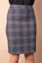 High Waist Above Knee Lightweight Stretch Fabric Stylish Fabric Pencil Skirt-Navy Blue Mint Plaid - 3