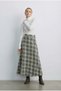 Green plaid winter flared skirt - 3