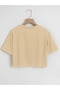 Women's Oversize Crew Neck Cherry Printed Crop T-Shirt - 2