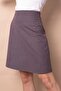 High Waist Lightweight Stretch Fabric Fabric Knee Length Bell Skirt-Plum Houndstooth - 5