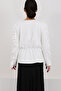 White Double-Breasted Collar Blouse with Gathered Sleeves and Detailed Design Alc-X14916 - 5