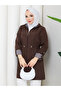 Trench Coat with Inner Detail Stripes K Hooded Elastic Waist Mde905010 - 7