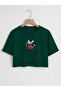 Women's Oversize Crew Neck Cherry Printed Crop T-Shirt
