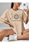 Moon Graphic Printed Black Oversize Tshirt