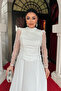Top Beading Detailed Bottom Chiffon Dress - White - 3