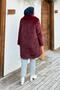 Uzun Faux Fur Coat Burgundy - 4