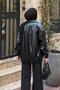 Zippered Leather Jacket Black - 4