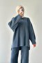 Corded Fabric Knitwear Set Indigo - 3
