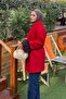 Sleeve Fur Detailed Cashmere Coat Pomegranate Flower - 2
