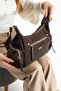 Women's Quality Suede Shoulder and Shoulder Bag with Two Side Pockets and 8 Compartments 735