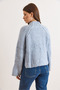Women's Blue Mock Neck Side Slit Soft Textured Knitwear Sweater Kzk-19001118 - 5